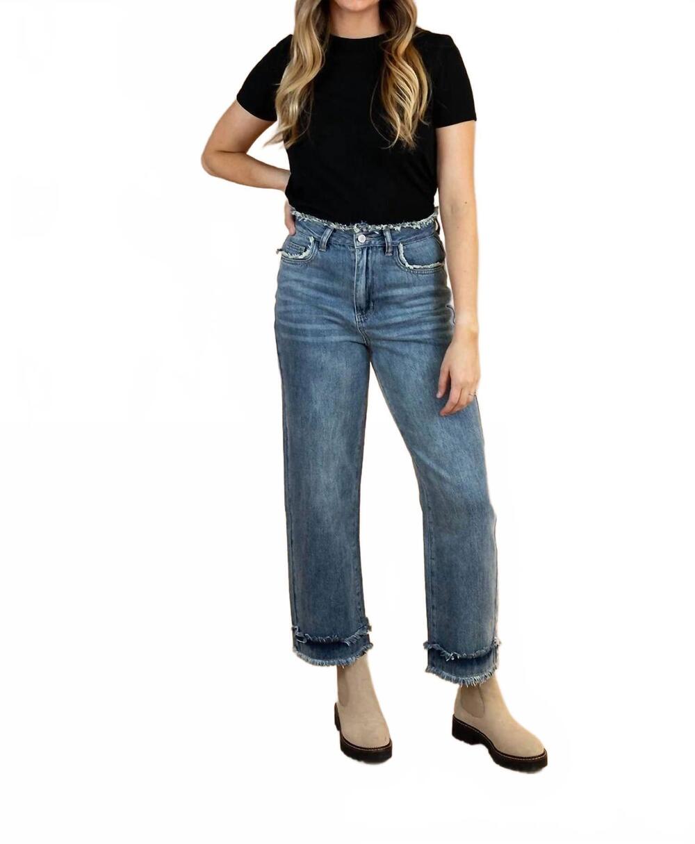NEW SO ME vessie frayed high rise jeans in distressed denim